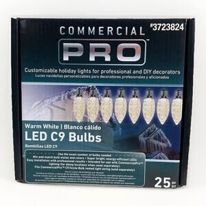 GEMMY Commercial Pro 25 Ct C9 Warm White LED E17 Christmas String Light Bulbs